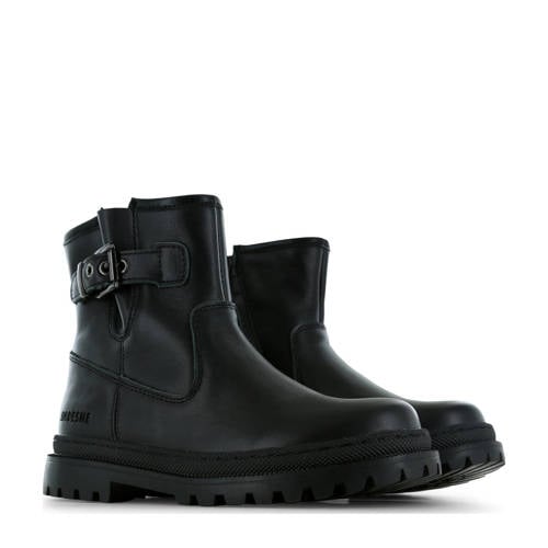 Shoesme leren bikerboots zwart Meisjes Leer Effen