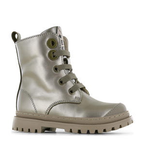 leren veterboots champagne