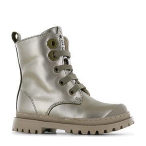 leren veterboots champagne
