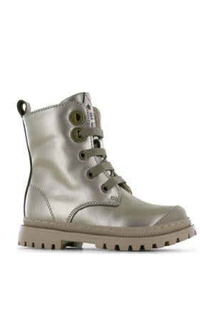 leren veterboots champagne