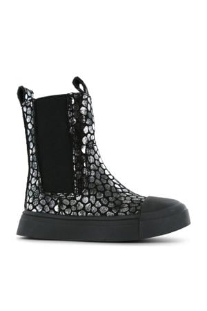 enkelboots zwart/zilver