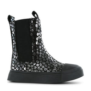 enkelboots zwart/zilver