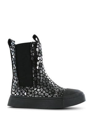 enkelboots zwart/zilver
