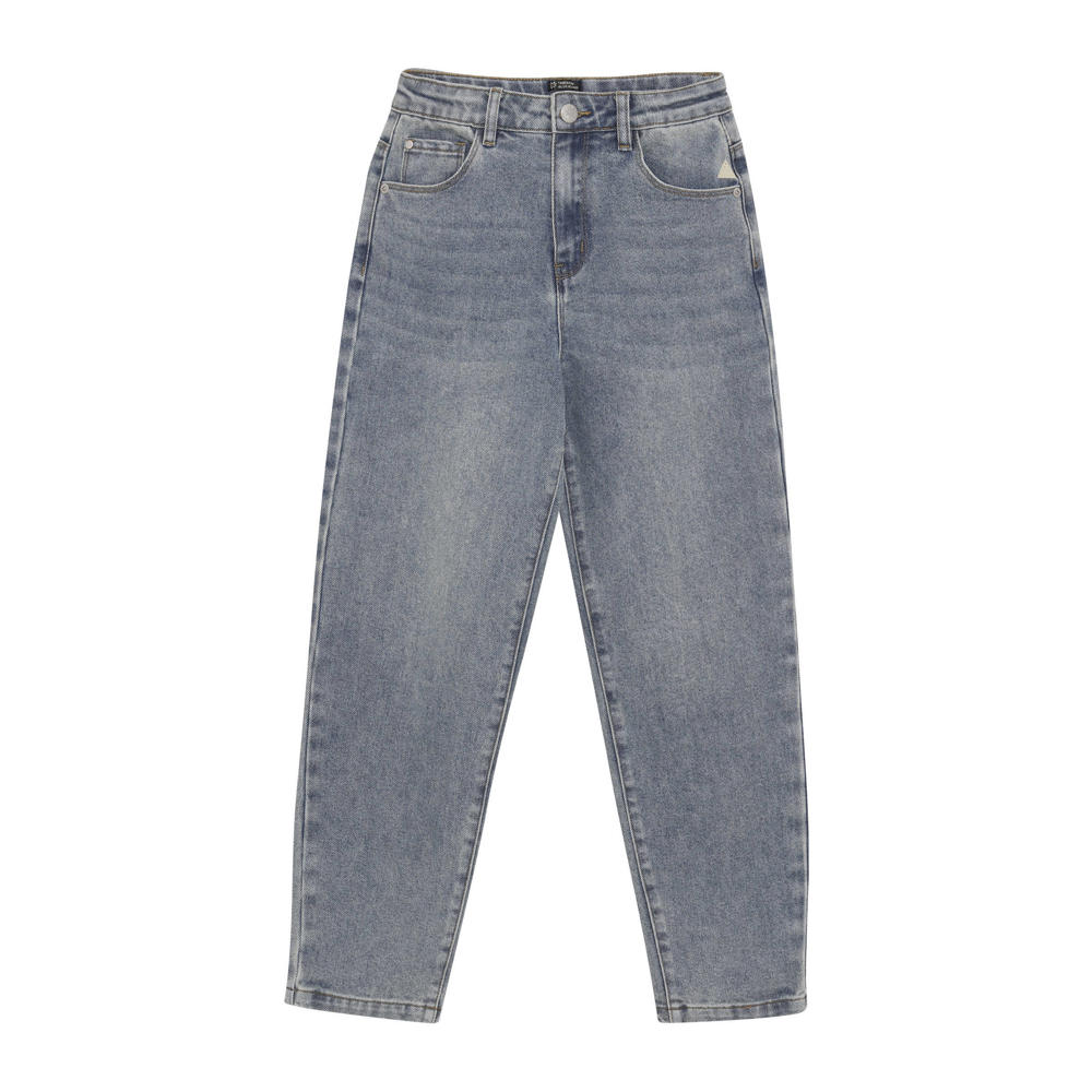 Light blue denim meisjes Indian Blue Jeans mom jeans van stretchdenim met regular waist, rits- en knoopsluiting en effen