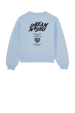 sweater met backprint lichtblauw