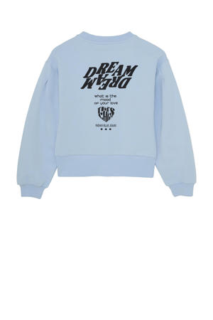 sweater met backprint lichtblauw