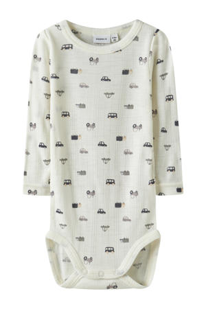 wollen romper NBMWANG wit/blauw/grijs