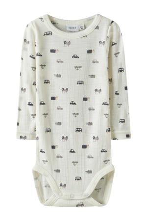 wollen romper wit/blauw/grijs