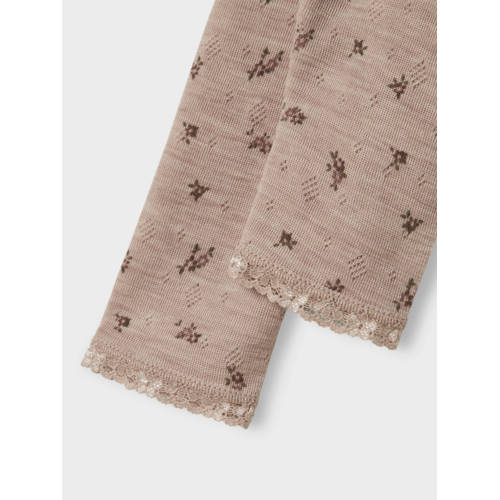 NAME IT BABY wollen slim legging grijs Bloemen