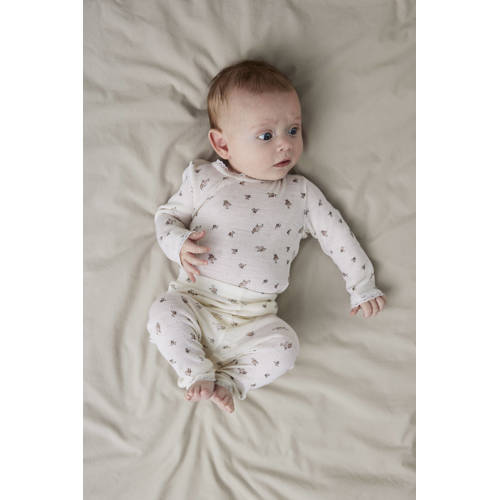 NAME IT BABY wollen slim legging wit Bloemen