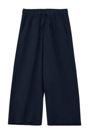 thumbnail: Donkerblauwe meisjes s.Oliver casual broek van viscose met elastische tailleband met koord en effen