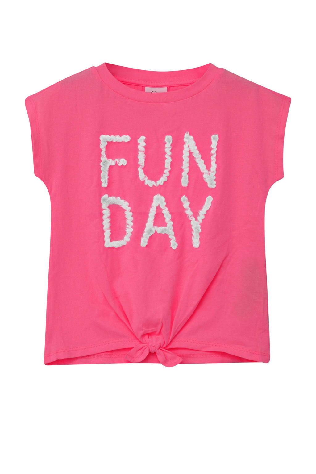 Roze meisjes s.Oliver T-shirt van katoen met printopdruk, korte mouwen en ronde hals