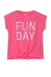 thumbnail: Roze meisjes s.Oliver T-shirt van katoen met printopdruk, korte mouwen en ronde hals