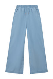 thumbnail: Lichtblauwe meisjes s.Oliver casual broek van katoen met elastische tailleband met koord en effen