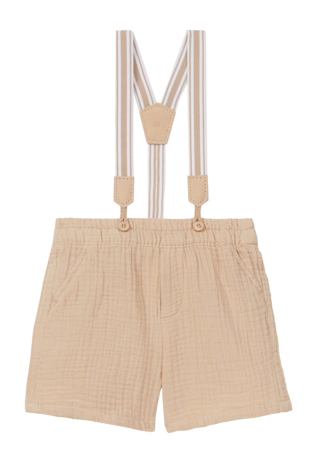 Beige jongens s.Oliver casual short van katoen met elastische tailleband en effen