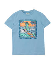 thumbnail: Lichtblauwe jongens s.Oliver T-shirt van katoen met printopdruk, korte mouwen en ronde hals