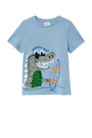 thumbnail: Lichtblauwe jongens s.Oliver T-shirt van katoen met printopdruk, korte mouwen en ronde hals