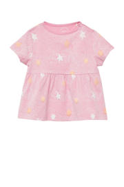 thumbnail: Roze meisjes s.Oliver T-shirt van stretchkatoen met korte mouwen en ronde hals