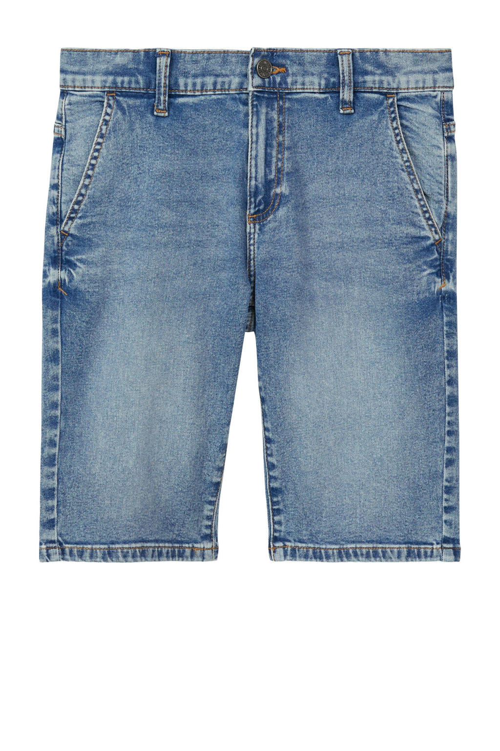 Medium blue denim jongens s.Oliver short van denim met regular waist, rits- en knoopsluiting en effen
