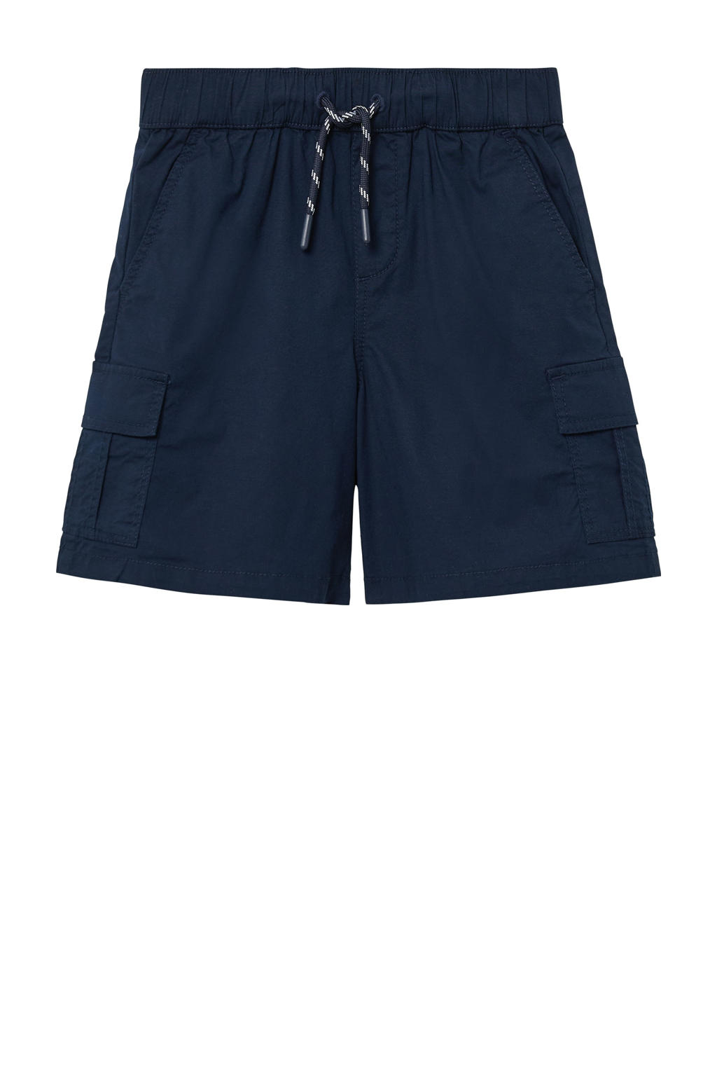 Donkerblauwe jongens s.Oliver casual short van katoen met elastische tailleband met koord en effen