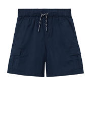 thumbnail: Donkerblauwe jongens s.Oliver casual short van katoen met elastische tailleband met koord en effen