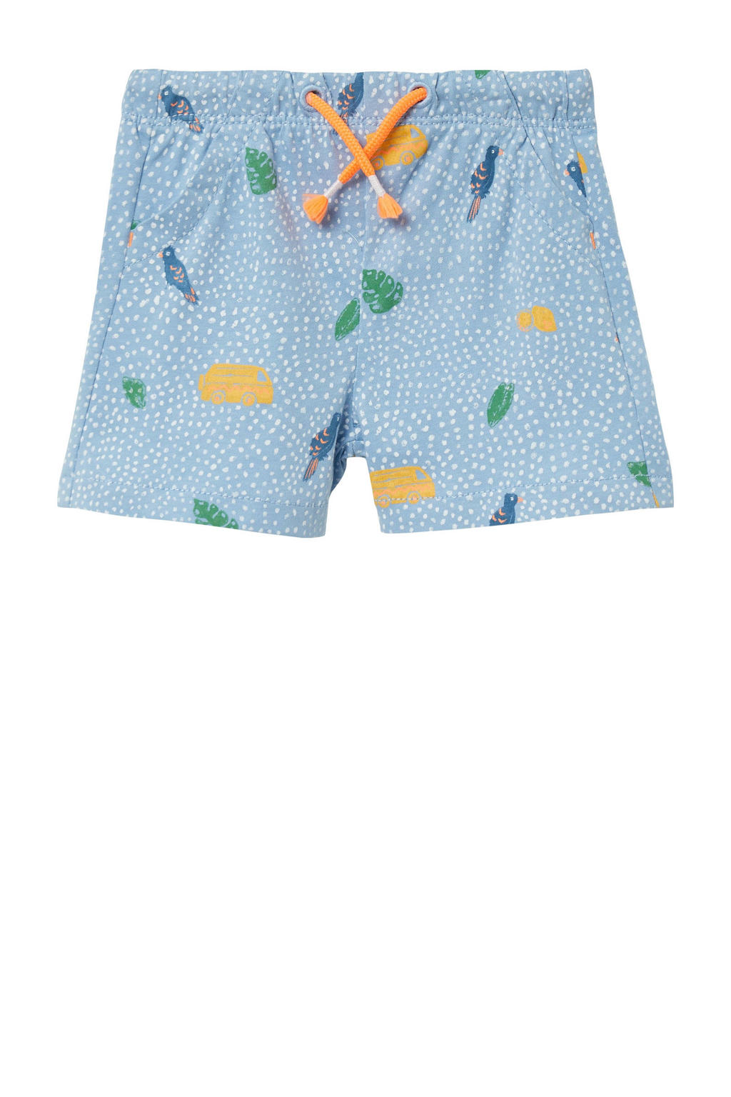 Lichtblauw, geel en groene jongens s.Oliver casual short van katoen met elastische tailleband met koord