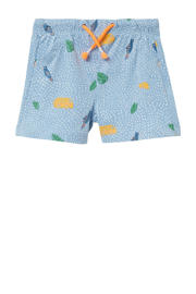 thumbnail: Lichtblauw, geel en groene jongens s.Oliver casual short van katoen met elastische tailleband met koord