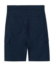 thumbnail: Donkerblauwe jongens s.Oliver chino short van katoen met rits- en knoopsluiting en effen