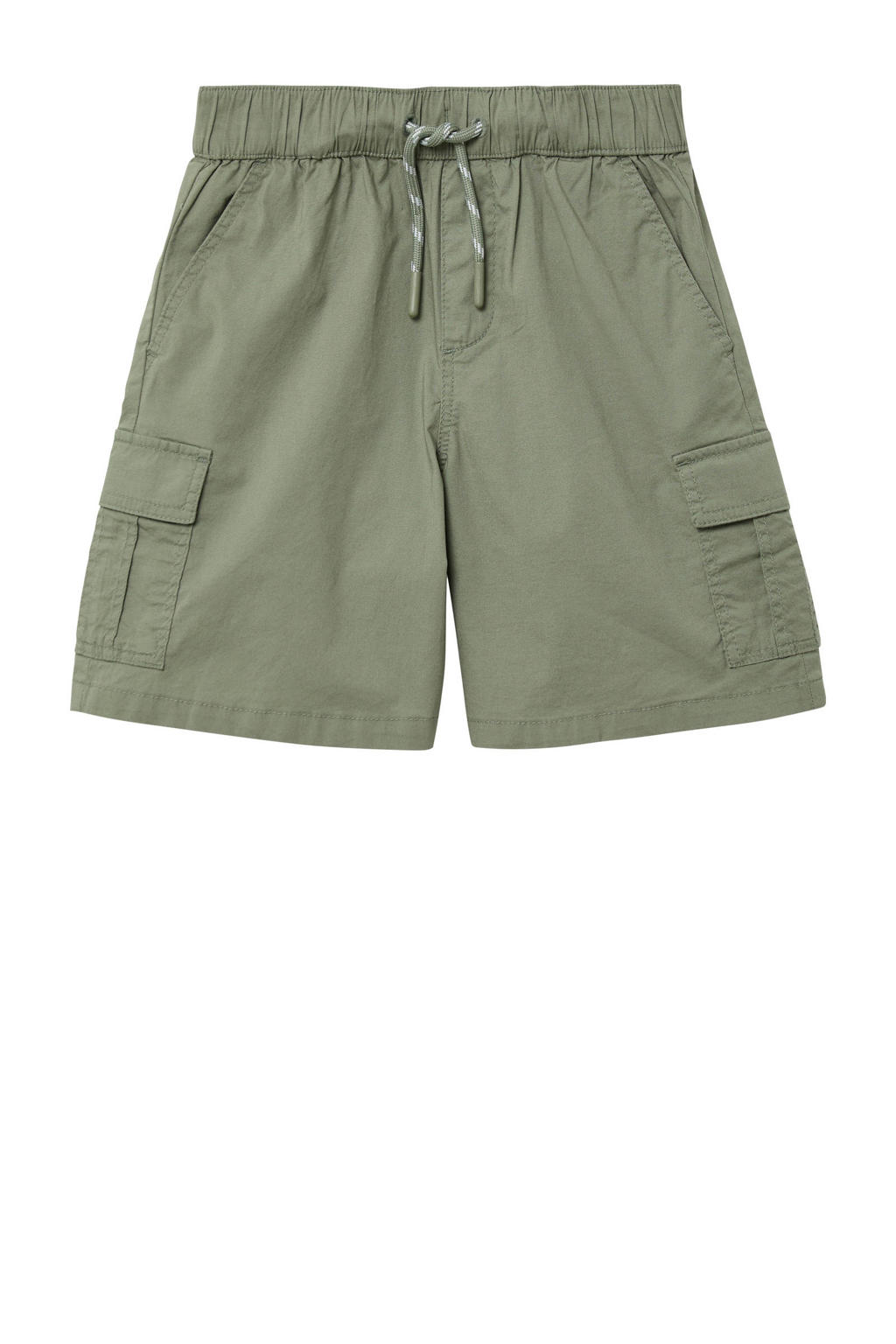 Olijfgroene jongens s.Oliver casual short van katoen met elastische tailleband met koord en effen
