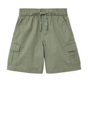 thumbnail: Olijfgroene jongens s.Oliver casual short van katoen met elastische tailleband met koord en effen