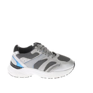 leren chunky sneakers zilver/grijs