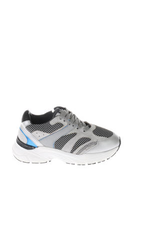 leren chunky sneakers zilver/grijs