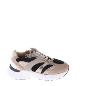 chunky leren sneakers beige