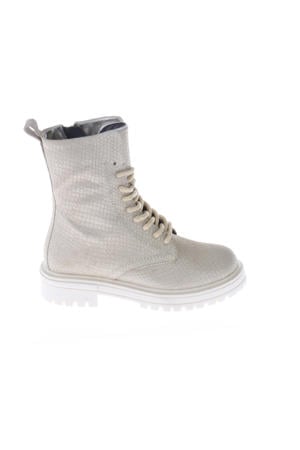 leren veterboots beige