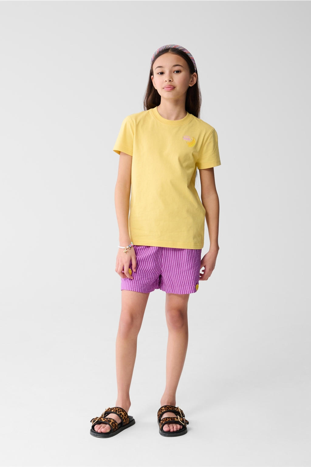 Gele meisjes Shoeby T-shirt van katoen met backprint, korte mouwen en ronde hals