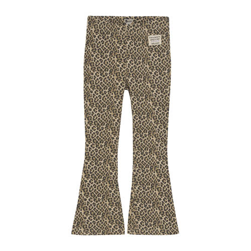 Daily7 flared broek bruin Meisjes Katoen Dierenprint - maat 110 afbeelding