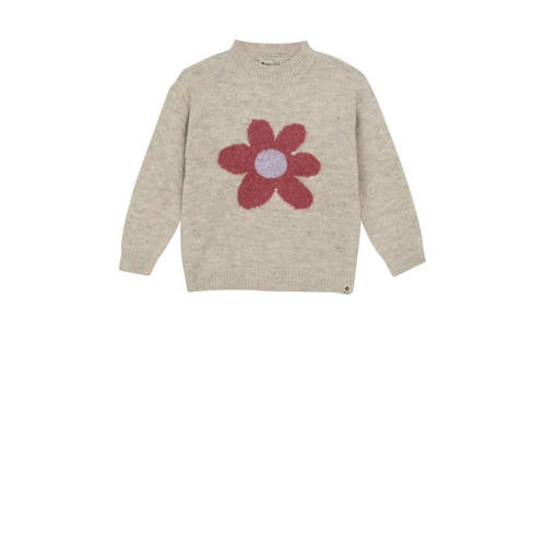 Daily7 gebloemde trui oudroze fijn gebreid Meisjes Polyester Ronde hals