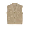 Daily7 gebloemde gilet lichtbruin gebreid