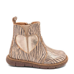 Maggie leren enkelboots met zebraprint en glitters rosé