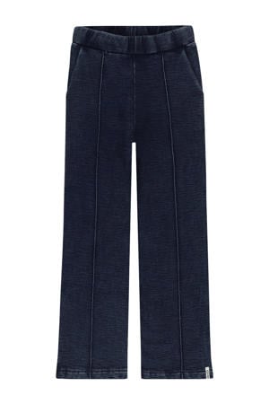 wide leg casual broek dark blue denim