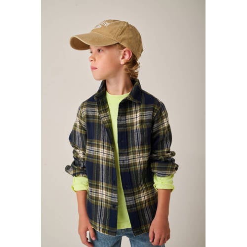 Tumble 'n Dry overhemd donkerblauw Jongens Flanel Klassieke kraag Ruit