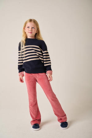 fluwelen flared casual broek roze