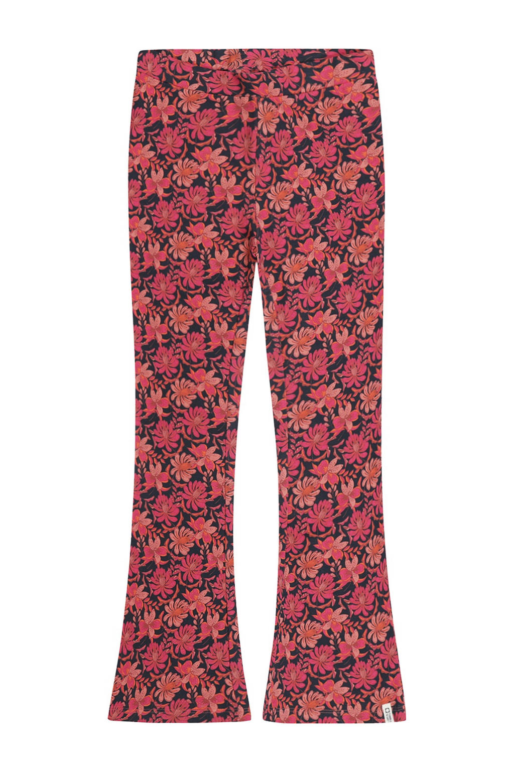 Roze meisjes Tumble 'n Dry flared gebloemde casual broek met regular waist en elastische tailleband