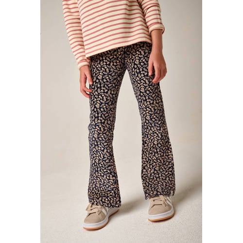 Tumble 'n Dry fluwelen flared gebloemde casual broek donkerblauw Meisjes Stretchkatoen - maat 110 afbeelding
