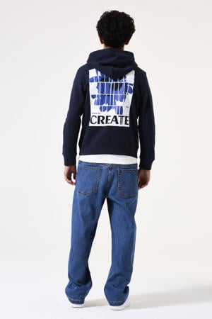hoodie met backprint donkerblauw