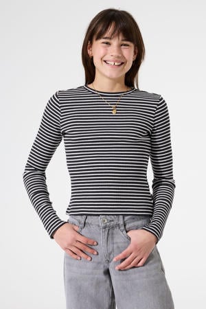 gestreepte longsleeve zwart rib gebreid