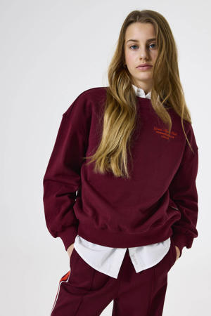 sweater met backprint donkerrood