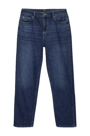 mom straight leg jeans dark blue denim