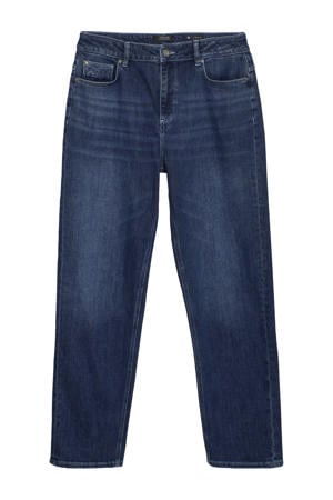 mom straight leg jeans dark blue denim