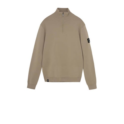 Rellix trui bruin fijn gebreid Jongens Viscose Col Effen